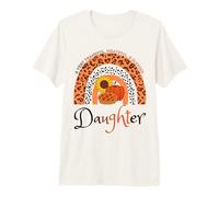 Thankful Grateful & Blessed Daughter Pumpkin Leopard Rainbow Premium T-Shirt