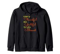 Thankful Grateful Blessed Fall Autumn Color Christian Zip Hoodie