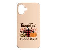 Thankful Grateful Blessed Fall Pumpkin Buffalo Plaid Leopard Case for iPhone 16 Plus