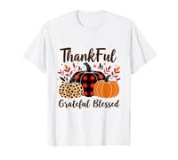 Thankful Grateful Blessed Fall Pumpkin Buffalo Plaid Leopard Value Graphic T-Shirt