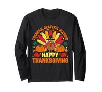 Thankful Grateful Blessed Funny Thanksgiving Turkey Women Long Sleeve T-Shirt