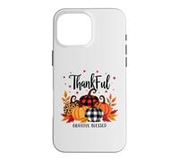 Thankful Grateful Blessed Leopard Plaid Pumpkin Thanksgiving Case for iPhone 16 Pro Max