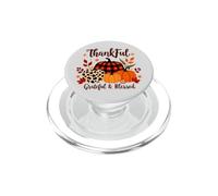 Thankful Grateful Blessed Leopard Plaid Pumpkin Thanksgiving PopSockets PopGrip for MagSafe