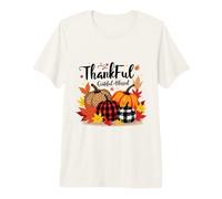 Thankful Grateful Blessed Leopard Pumpkin Thanksgiving Women Premium T-Shirt