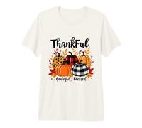 Thankful Grateful Blessed Leopard Pumpkin Thanksgiving Women Premium T-Shirt