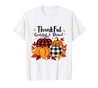 Thankful Grateful Blessed Leopard Pumpkin Thanksgiving Women Value Graphic T-Shirt