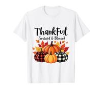 Thankful Grateful Blessed Leopard Pumpkin Thanksgiving Women Value Graphic T-Shirt