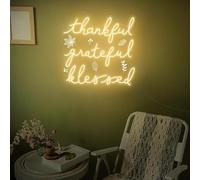 Thankful Grateful Blessed Neon Sign, Fall Autumn Led Signs Halloween Party Decoration Garden Signs, Thanksgivings Wall Decor