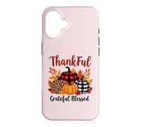 Thankful Grateful Blessed Plaid Leopard Pumpkin Fall Harvest Case for iPhone 16