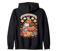 Thankful Grateful Blessed Pumpkins Woodland Animals Design Zip Hoodie