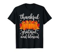 Thankful Grateful Blessed Shirt for Women Halloween Pumpkin T-Shirt