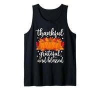 Thankful Grateful Blessed Shirt for Women Halloween Pumpkin Tank Top