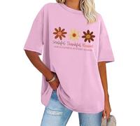 Thankful Grateful Blessed Shirt Hoodie Fall Thanksgiving Shirts Floral Graphics Short Sleeve T-Shirt Pink