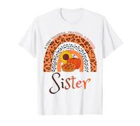 Thankful Grateful & Blessed Sister Pumpkin Leopard Rainbow Value Graphic T-Shirt