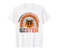 Thankful Grateful & Blessed Sister Pumpkin Leopard Rainbow Value Graphic T-Shirt