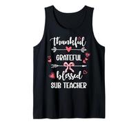 Thankful Grateful Blessed Substitute Teacher Arrow Hearts Tank Top