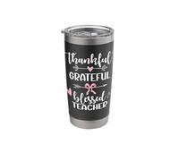 Thankful Grateful Blessed Teacher Arrow & Hearts Design Gift Stainless Steel Insulated Tumbler