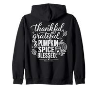 Thankful Grateful Pumpkin Spice Blessed Christian Zip Hoodie