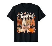 Thankful Mama Fall Coquette Pumpkin Autumn Fall Mama Women T-Shirt