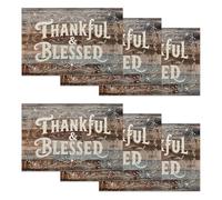 Thankful Set of 6 Washable Linen Placemats,Blessed Heat Resistant Non-Slip Table Mats for Kitchen Dining Table,Home or Party Decor 12"x18"