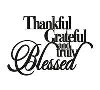Thankful Sign Metal Wall Art Decor Thankful Grateful Blessed - Black Iron Blessed Signs for Home Decor Entry Way