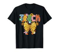 Thankful Teacher Thanksgiving Fall Pencil Bow Teaching T-Shirt