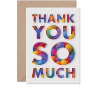 Thankful Thank You Card - Bursting with Gratitude - Colourful Balloons Pop Through Cut-out 'THANK YOU SO MUCH' - Lifts Anyone's Spirits Instantly - 5X7 Inch, Envelope Included