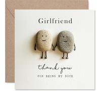 Thankful Thank You Card for Girlfriend - Thanks for Being My Rock - Smiling Stones Hand-in-hand Design, Anniversary - 145mm Square, Envelope Included