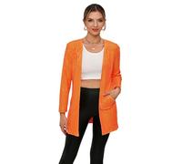 THANKPEARL Women's Sequin Jacket Long Sleeve Open Front Blazer Glitter Sparkly Coat Party Casual Cardigan, Orange, L