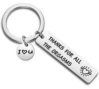 'Thanks for All The Orgasms' 'I Love You' Valentine's Day Keyring Keychain in a Velvet Gift Bag