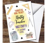 Thanks for Being The Best Maths Teacher Illustrations Personalised Card - Personalised Teacher Thank You Card, Teaching Assistant, Classroom Assistant, End Of School