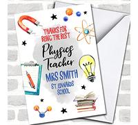 Thanks for Being The Best Physics Teacher Science Illustration Personalised Card | Thank You Card | Thank You Appreciation Card