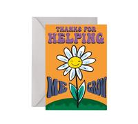 Thanks For Helping Me Grow Card - Best Teacher Thank You Cards Gift Teachers Teaching Assistant School Nursery Primary Secondary Class Appreciation Leaving Present Gifts (Blank Message)