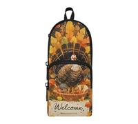 Thanks Giving Day Turkey Nylon 3 Compartments School Pencil Bag Big Capacity Zipper Pencil Case School Stationery for Middle School