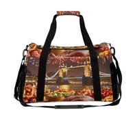 Thanks Giving in Tower Bridge Londo Trendy Duffle Bag for Travel Large Capacity Lightweight Carry on Halfday Weekender Bags