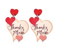 Thanks Mom Earrings for Women Mom Mother Day Birthday Gifts for Mama Mommy Mother in Law Gift Love Earring for Bonus Step Mom Mother Wooden Earrings Thank You Mom Gifts from Daughter Son