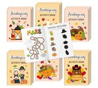 Thanksgiving Activity Books for Kids - Fall Themed Mini Games Coloring Book Set Bulk Mazes Word Search Word Scramble Games DIY Booklet for Holiday Party Goodie Bags Stuffers Classroom Favors Supplies
