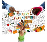 Thanksgiving Activity Tablecloth Giant Coloring Poster，30 x 72 Inch Turkey-Themed Thanksgiving Crafts Gifts for Kids，Coloring Versatile Paper Tablecloth Decoration