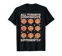 Thanksgiving Autism Awareness Turkey Communicate Differently Value Graphic T-Shirt, Men, Black, L