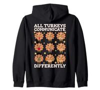 Thanksgiving Autism Awareness Turkey Communicate Differently Zip Hoodie