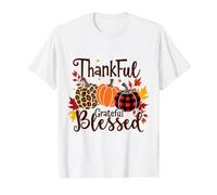 Thanksgiving Autumn Fall Pumpkin Thankful Grateful Blessed Value Graphic T-Shirt, Men, White, XL