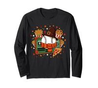 Thanksgiving Baseball Scoreboard Pilgrim Hat Scarf Food Long Sleeve T-Shirt