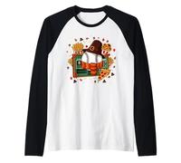 Thanksgiving Baseball Scoreboard Pilgrim Hat Scarf Food Raglan Baseball Tee