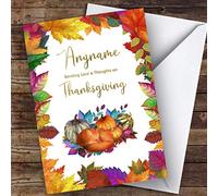 Thanksgiving Beautiful Squashes & Fox Personalised Happy Thanksgiving Card | Thanksgiving Card | Autumn Fall Card