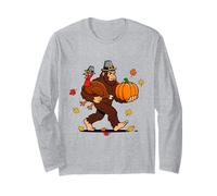 Thanksgiving Bigfoot Pilgrim Turkey Fall Pumpkin Sasquatch Long Sleeve T-Shirt