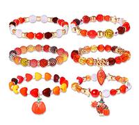 Thanksgiving Bracelets Fall Beaded Stretch Bracelets for Women Autumn Pumpkin Maple Leaf Turkey Charms Bracelet Set Holiday Festive Party Favors Gifts, not know