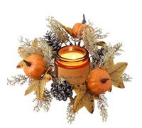 Thanksgiving Candle Wreath | Fall Candle Garland Ring Decor | Simple and Elegant Autumn Harvest Wreath for Shelf, Door Handle, Window, Dinner Table, Mantel