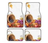 Thanksgiving Car Mats 4 Pieces Harvest Autumn Universal Floor Car Mats Non-Slip Vehicle Carpet for SUV Van Truck Sedan