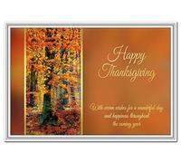 Thanksgiving Card - Beautiful Creative Design - Happy Greetings Special Wishes - Blank Inside to Write own Message - Family Friends Clients Corporate Company Business - Quality - Autumn Forest