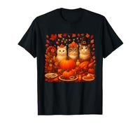 Thanksgiving Cats Dinner Feast Vintage Fall Men Women Kids T-Shirt